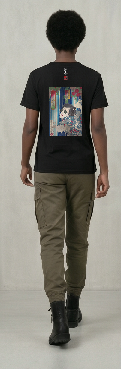 刺青×サングラス Tシャツ 黒 九紋の龍吉