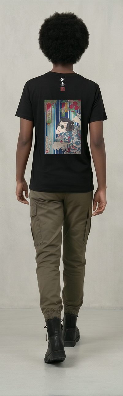 刺青×サングラス Tシャツ 黒 九紋の龍吉