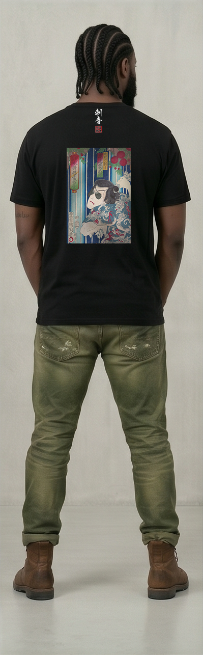 刺青×サングラス Tシャツ 黒 九紋の龍吉