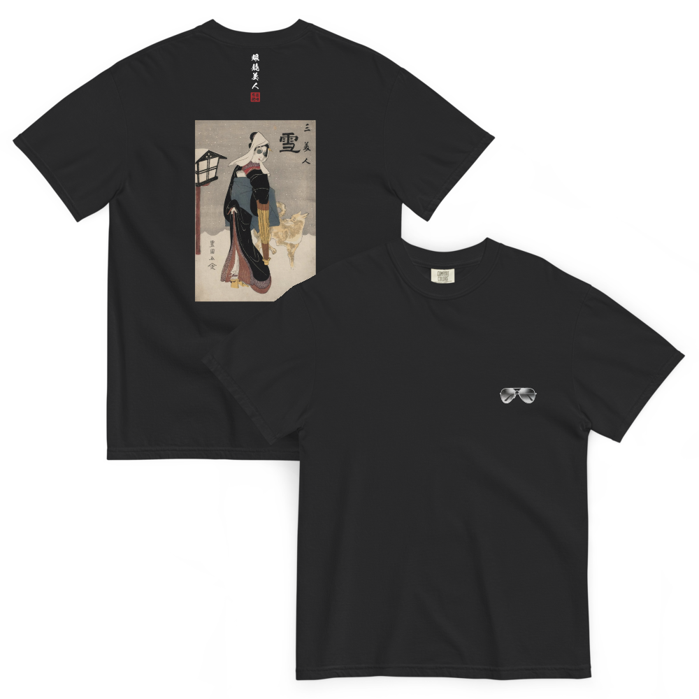 眼鏡美人×サングラス Tシャツ 黒