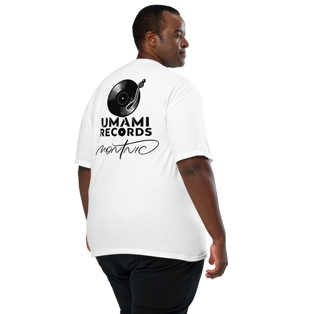 "The Shades" Tシャツ — MONTNIC × UMAMI TEXTILE 白/グレー