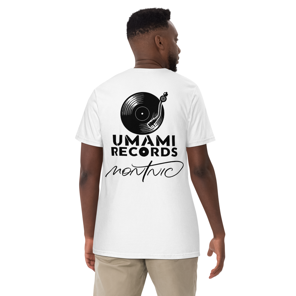 "The Shades" Tシャツ — MONTNIC × UMAMI TEXTILE 白/グレー