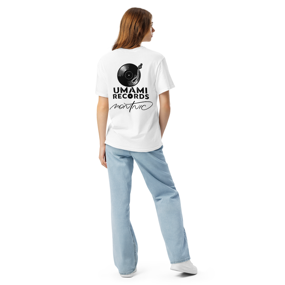 "The Shades" Tシャツ — MONTNIC × UMAMI TEXTILE 白/グレー